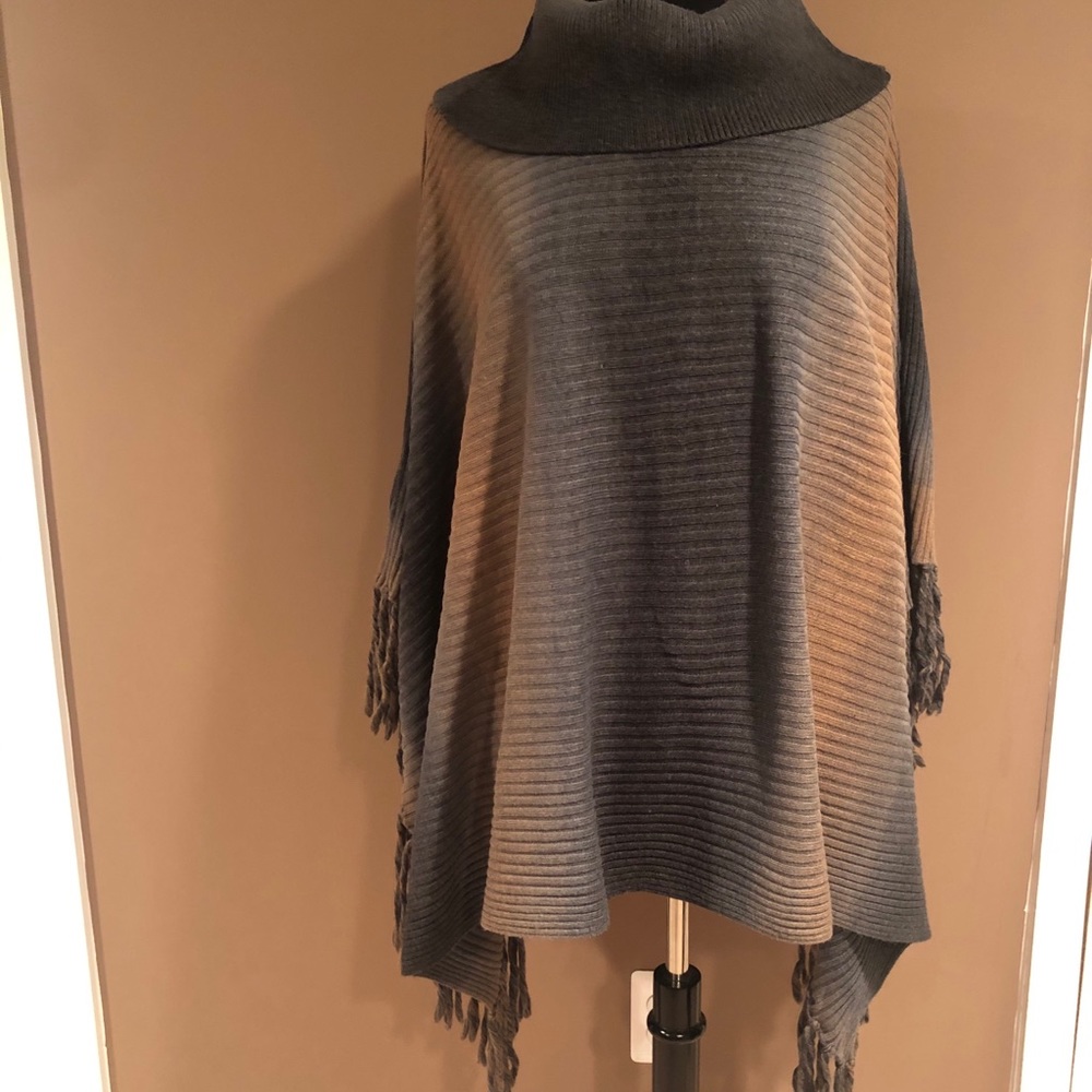 Poncho with cowl neck